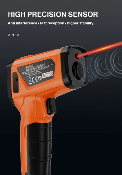 Digital Infrared Thermometer Non-contact Pyrometer Laser Temperature Meter Imager Hygrometer IR Termometro Color LCD Light Alarm