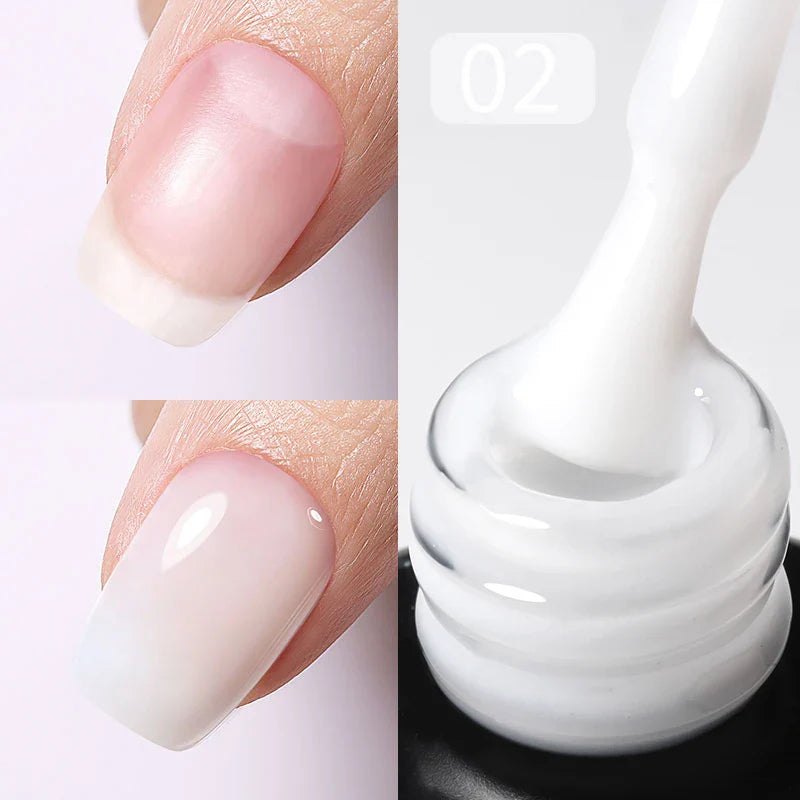 BORN PRETTY 15ml Jelly Nude Rubber Base Gel Natural Milky White Clear Semi permanent Self-Leveling Soak Off UV LED Gel Varnish