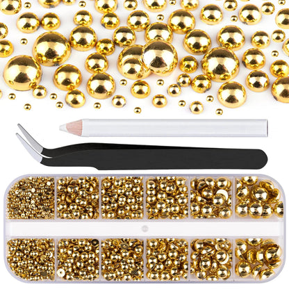 12Grid Shiny Silver Half Round Metal Caviar Bead Nail Rivets Charms 2/3/4/5/6/8mm Flatback Pearl Balls Nail Art Studs Y2k Decora