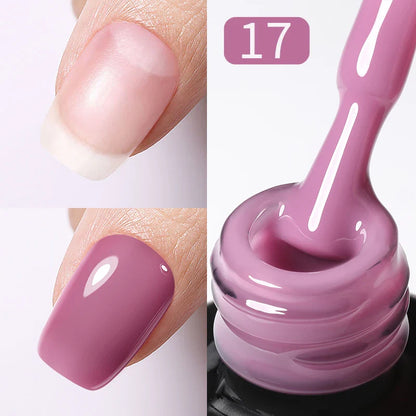 BORN PRETTY 15ml Jelly Nude Rubber Base Gel Natural Milky White Clear Semi permanent Self-Leveling Soak Off UV LED Gel Varnish
