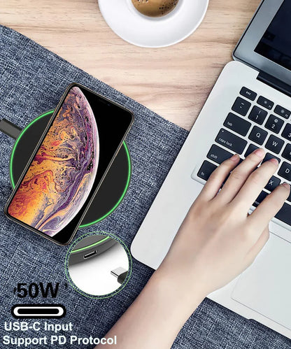 50W Wireless Charger For iPhone 14 15 16 17 Pro Xs Max Mini X Xr Induction Fast Charging Pad For Samsung S25 S26 s8 s9 s10 Note
