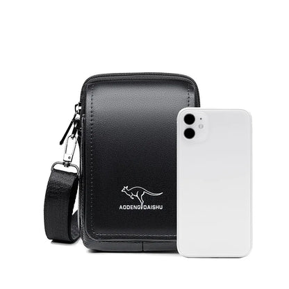 Leather Fashion Phone Pouch Belt Bag Shoulder Crossbody Waist Pack Vintage Outdoor Multi-function Mens Leisure Hanging Waist Bag