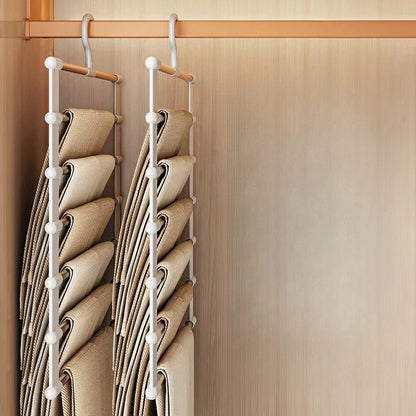 Foldable Pants Hanger Multi Layer Non Slip Clips Space Saving Closet Organizer for Trousers Storage Collapsible Hanging System