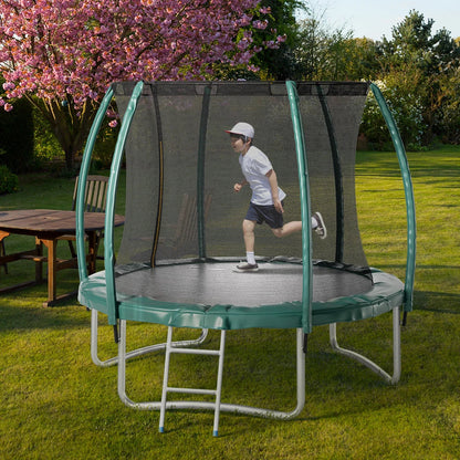 Voltsify 10FT Outdoor Enclosure Trampoline with Ladder, 305cm Dia x 240cm H