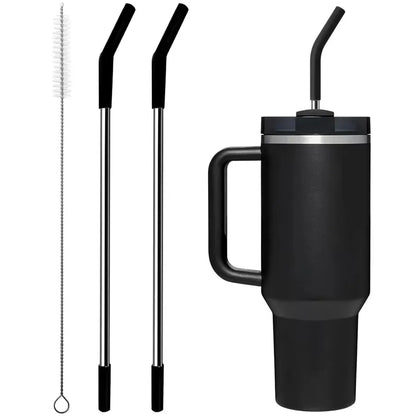Stainless Steel Straw with Silicone Tip for Stanley Cup 2Pcs Replacement Straws for Stanley 40oz/30oz Tumbler 1Pcs Straw Brush