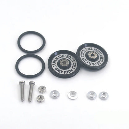 2pcs 15418 13-12mm Aluminum Alloy Guide Rollers 15461/15426 2023Jcup 95160 19mm Roller With Rubber Ring Tamiya Mini 4WD Homemade