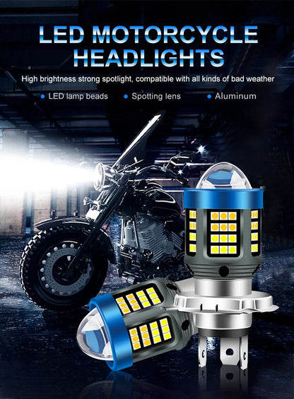1pc H4 BA20D H6 LED Motorcycle Headlight CSP Dual Color White Yellow Hi Lo Beam Lens Fog Lamp for Motobike Scooter Running Light