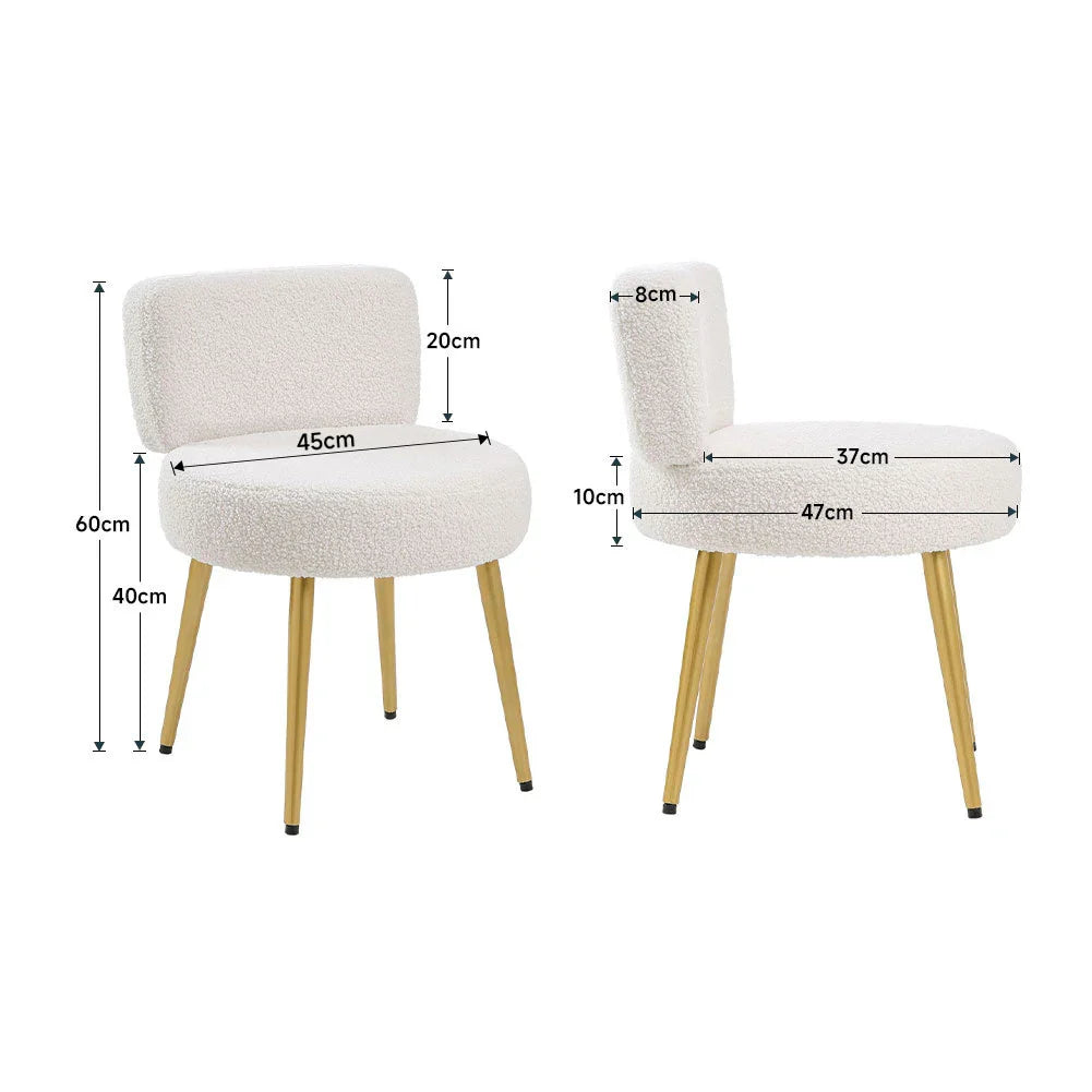 Voltsify Cream Faux Fur Vanity Stool Chair with Metal Legs for Apartments Guest Rooms Home Offices
