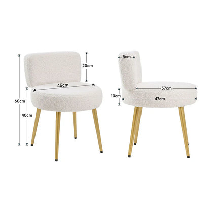 Voltsify Cream Faux Fur Vanity Stool Chair with Metal Legs for Apartments Guest Rooms Home Offices