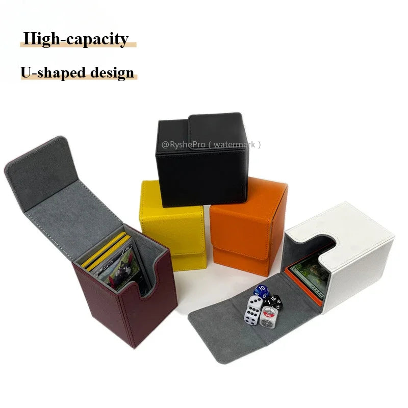 Trading Card Storage Box for 100+Single Sleeved Cards with 2 Dividers Commander Deck Box Compatible with Mtg Card Case