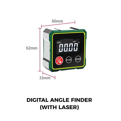 360° LCD Electronic Protractor Mini Inclinometer Measuring Tool Magnetic Digital Angle Finder with Electronic Laser Gauge Ruler