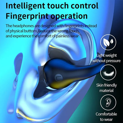 NEW TWS Wireless Headphones Bluetooth 5.3 Bone Conduction Earphones Earclip Design Touch Control Led Earbuds Sports Headsets