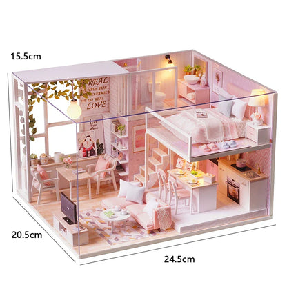 DIY Doll Houses Kits 3D Wooden Puzzles Mini Doll House Assembly Building Furniture Handmade Toys For Kids Birthday Gifts