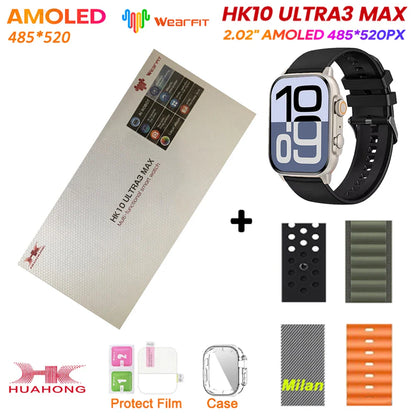 Original HK10 Ultra 3 MAX SmartWatch 2025 For Man Women 49mm HD AMOLED 4GB ROM AI ROBOT NFC GPS Smart Band Watch For IOS Android