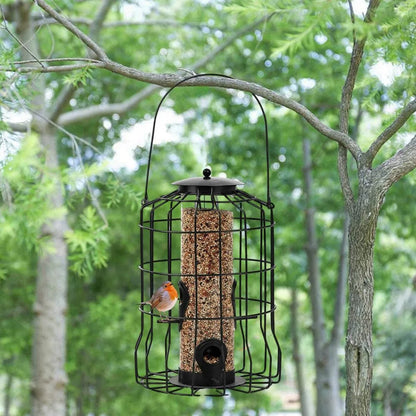 New Bird Deterrent Feeder Rust-Proof Hanging Bird Feeder Cage for Garden Backyard Squirrel-Proof Wild Bird Feeder Green