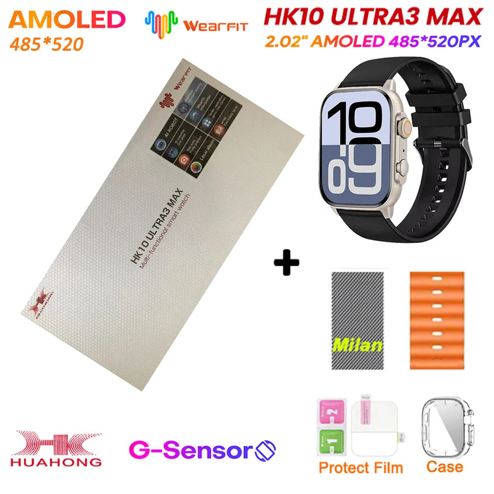 Original HK10 Ultra 3 MAX SmartWatch 2025 For Man Women 49mm HD AMOLED 4GB ROM AI ROBOT NFC GPS Smart Band Watch For IOS Android