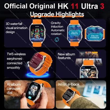 2026 New HK 11 ULTRA 3 Max Smartwatch 49mm AMOLED 4G ROM AI Robot Bluetooth Network Call Clock NFC Compass Smart Watch Men Women