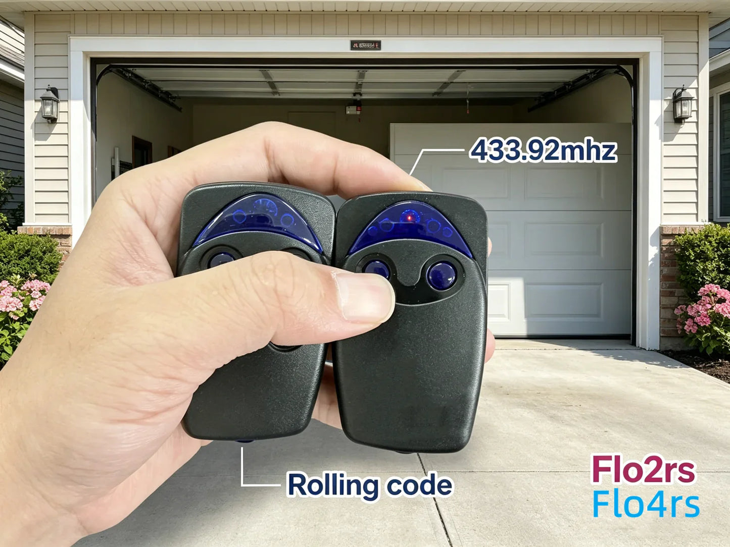Flo2rs Flo4rs Garage Door Remote Control 433.92MHz Rolling Code FLORS FLO2RS FLO4RS