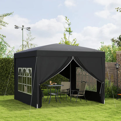 Outsunny 3 x 3(m) Pop Up Gazebo, Water and UV Resistant Party Tent Camping Canopy Marquee with  Carry Bag, Black