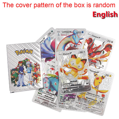 Pokemon Rainbow Gold Silver Black Foil Vmax Gx Cards Golden Letters English Game  Collection Battle TrainerCard Series Gift
