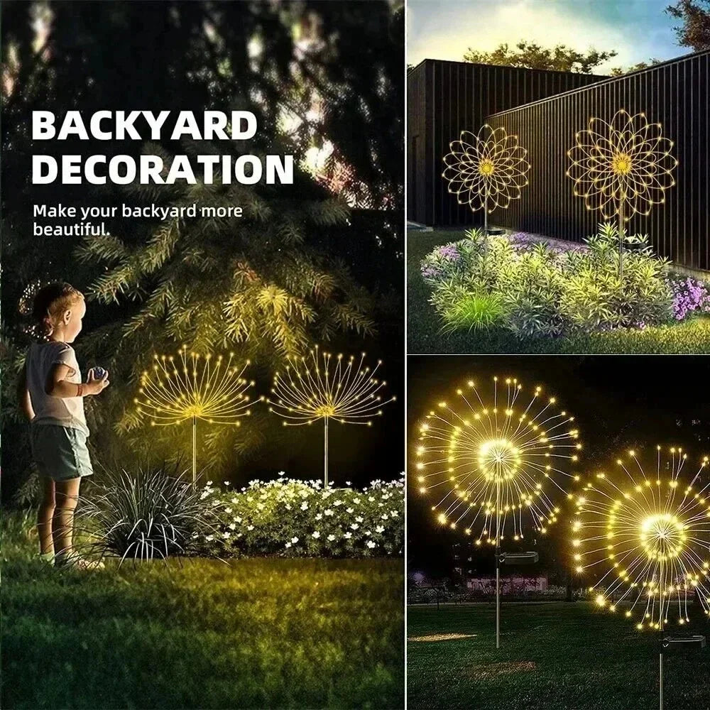 Outdoor LED Solar Firework Lights Garden Decoration Fairy Lights Waterproof Dandelion Lawn Lamp for Garden Landscape Lawn Decor