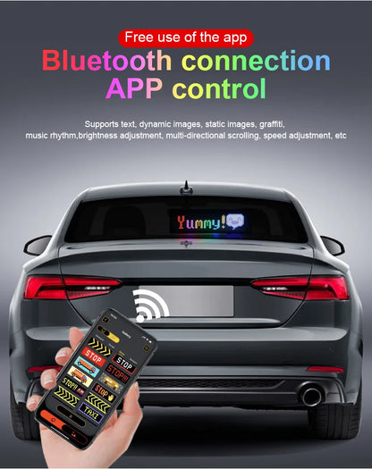 Car Scrolling Advertising Display Programmabl USB APP Control Customizable DIY Bluetooth RGB LED Sign Text Pattern Animation 5V