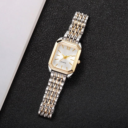 Fashion Mix Gold Women Quartz Watch Ladies Rectangle Roma Dial Wristwatch Reloj Mujer Girls Clock Gift (Without Box)