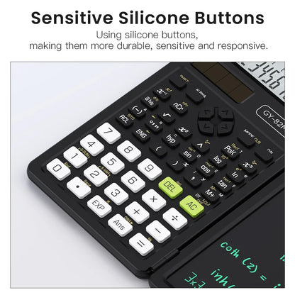 2-In-1 Foldable Scientific Calculator & 6 inch Writing Tablet 82MS 240 Function LCD Display For College Office Student Teacher