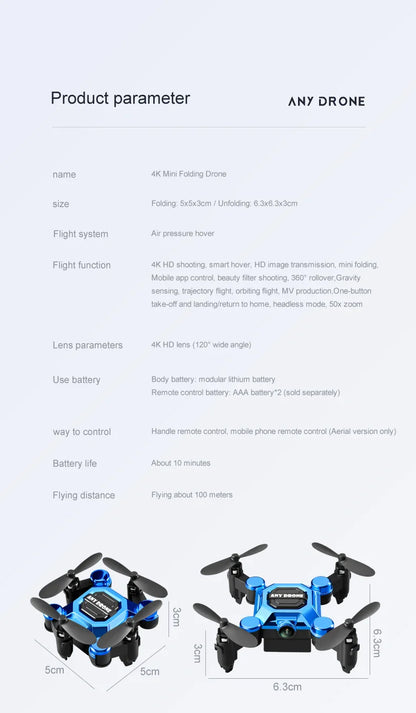 K04 Mini Folding Storage Aircraft Mini Drone Aerial Photography High Definition Explosive drone 4k profesional mavic air2