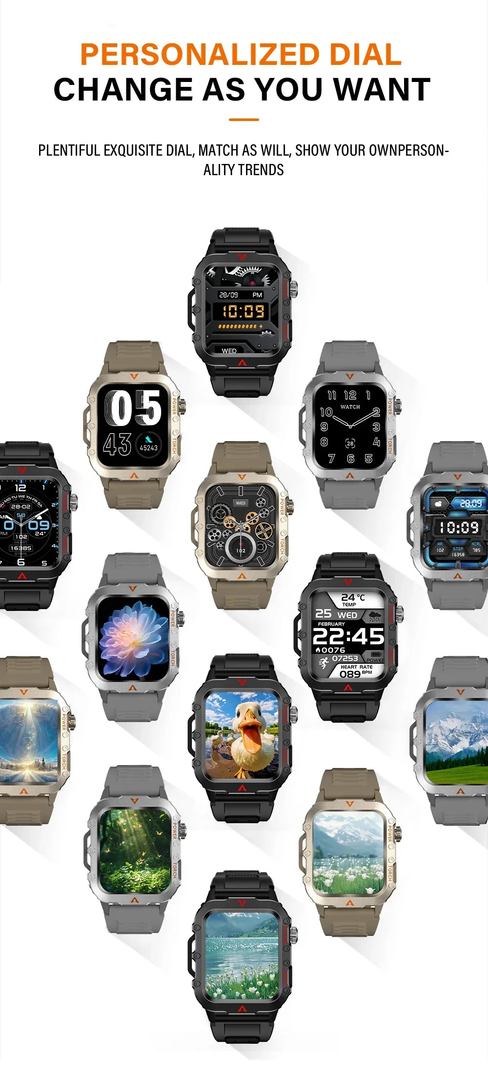 LAXASFIT 2026 New Men's Smart Watch Outdoor Sports Watch 1.85 Inch Voice Assistant Bluetooth Call LED Flashlight Smartwatch