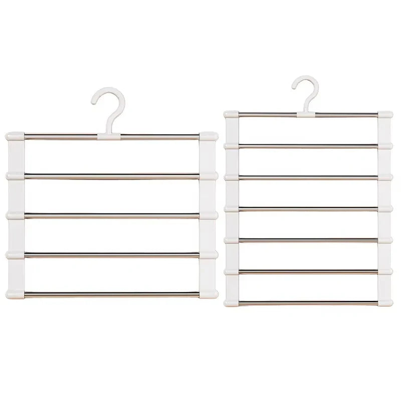 7 Layers Stainless Steel Pants Hanger Space Saving Closet Organizer Trousers Rack Non-Slip Wardrobe Storage Clothes Rack