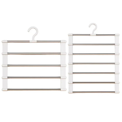 7 Layers Stainless Steel Pants Hanger Space Saving Closet Organizer Trousers Rack Non-Slip Wardrobe Storage Clothes Rack