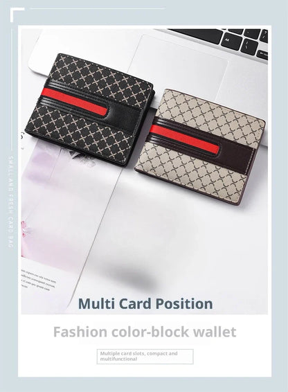 New Style Multi Card Slot Leather Wallet for Men Hand Woven Fashion Simple Ultra Thin Coin Purse