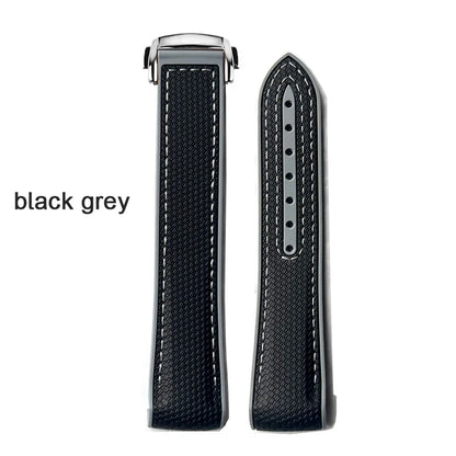Curved End Strap 20mm for Omega X Swatch Joint MoonSwatch Sport Silicone Rubber Folding Buckle Watch Band for Seamaster 300