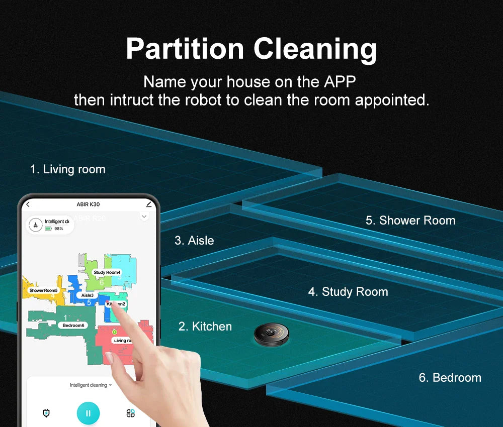 ABIR K30 Robot Vacuum Cleaner, Auto-Empty Station, Laser Lidar, 6500PA Suction,Multi-Floor Maping, Smart Home Wet Dry Appliance