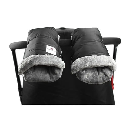 2pcs Black Waterproof Pram Stroller Warm Gloves Mitten Winter Hand Muff Baby Stroller Mitten Winter Warm Stroller Accessories