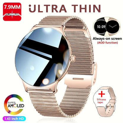 ChiBear Ultra Thin Fashion Smart Watch Women Screen Always Display Time Sports Bracelet Bluetooth Call AMOLED Smartwatch Woman