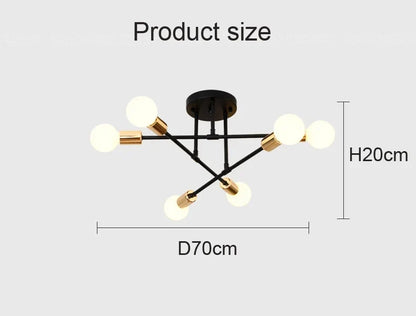 Nordic Minimalist Pendant Light Ceiling Lamp LED Chandelier Suitable for Bedrooms Living Rooms Black Gold Lighting Decoration