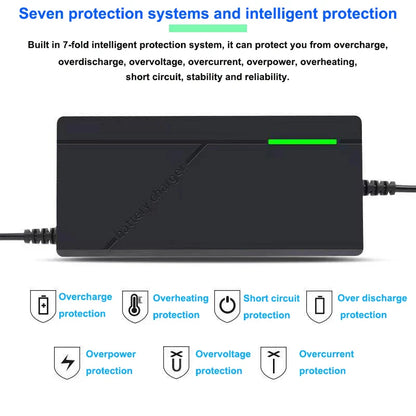36V 48V 60V 72V Charger 2A 3A 5A Lithium Battery Pack 42 54.6 67.2 84V 10 13 16 20S DC EU Smart Intelligent Fast Charging Charge