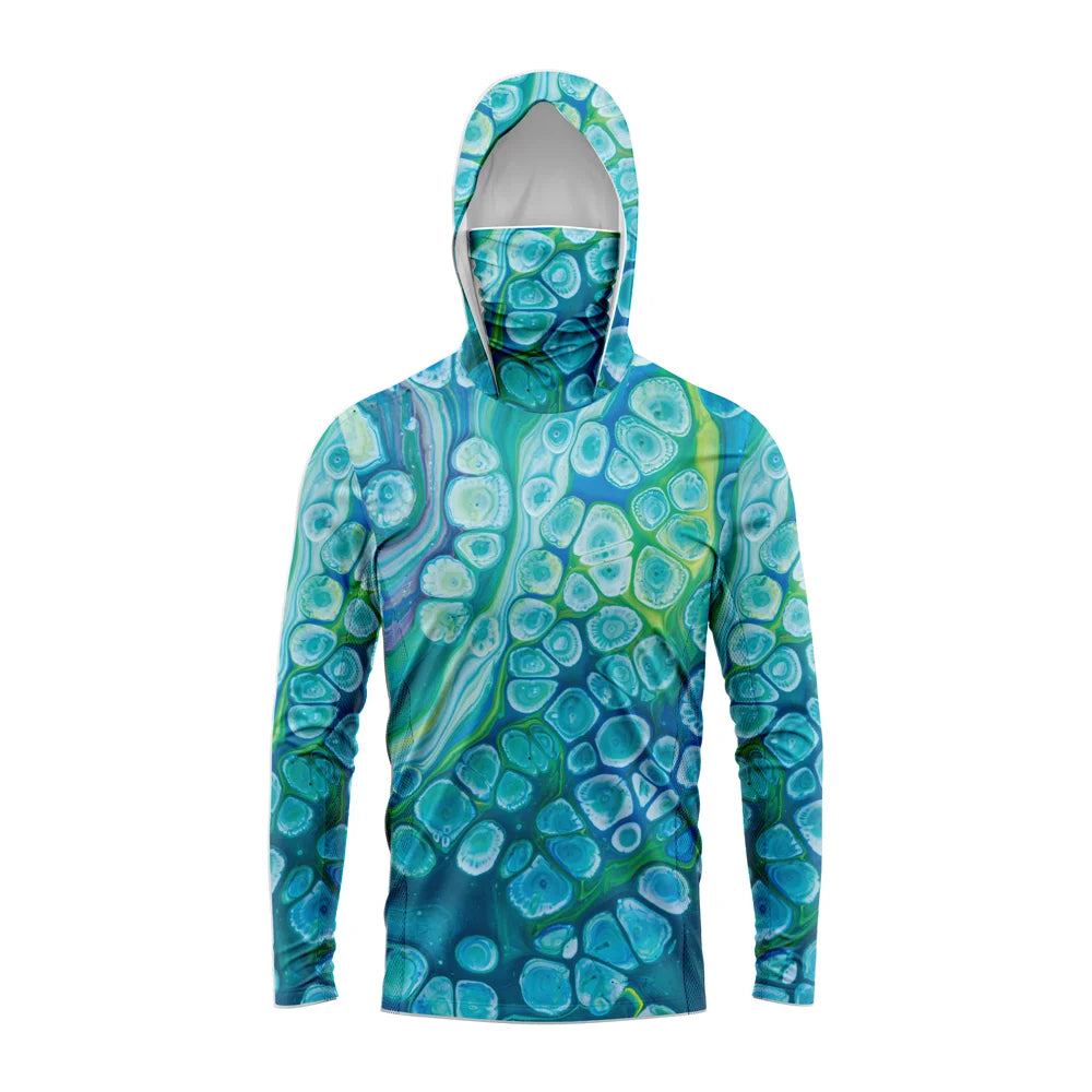 Men Hood Fishing Shirt long sleeve fishing t shirt uv protection Fishing Apparel