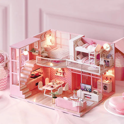 DIY Doll Houses Kits 3D Wooden Puzzles Mini Doll House Assembly Building Furniture Handmade Toys For Kids Birthday Gifts