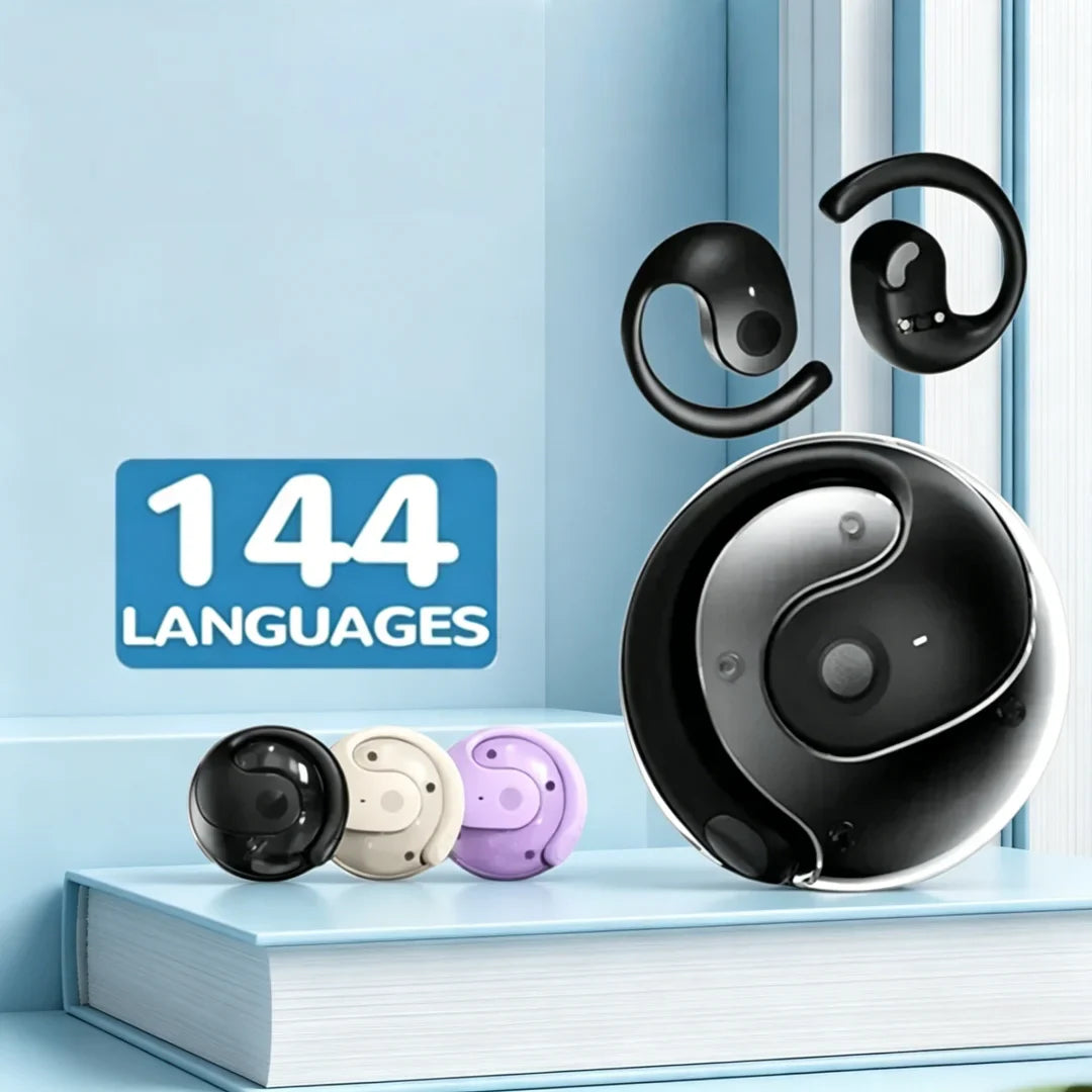 Language Translator Headphones Bluetooth-Compatible 5.0 Real Time Translation Earbuds Supports 144 Languages for Professionals