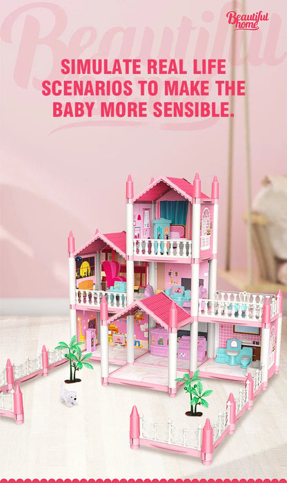 Girl Doll House Toy Children Pretend Play Dollhouse Villa Patchwork Dream Furniture Home Doll House for Kids Christmas Toy Gifts