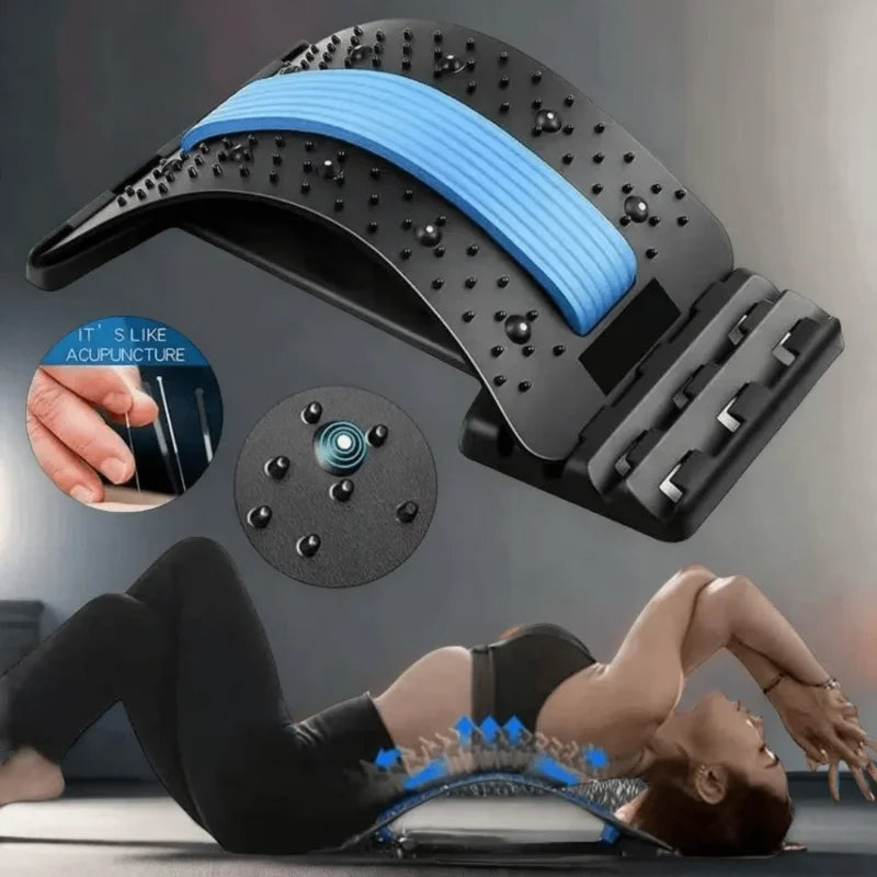Back Support Back Stretching Device,Back Massager for Bed Chair Car,Multi-Level Lumbar Support Stretcher Spinal Muscle Pain Reli