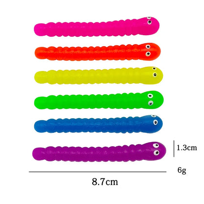 12/24 Pcs Mini Colorful Soft Caterpillars Kids Birthday Party Supplies Pinata Fillers Halloween Decoration Classroom Prize Gifts