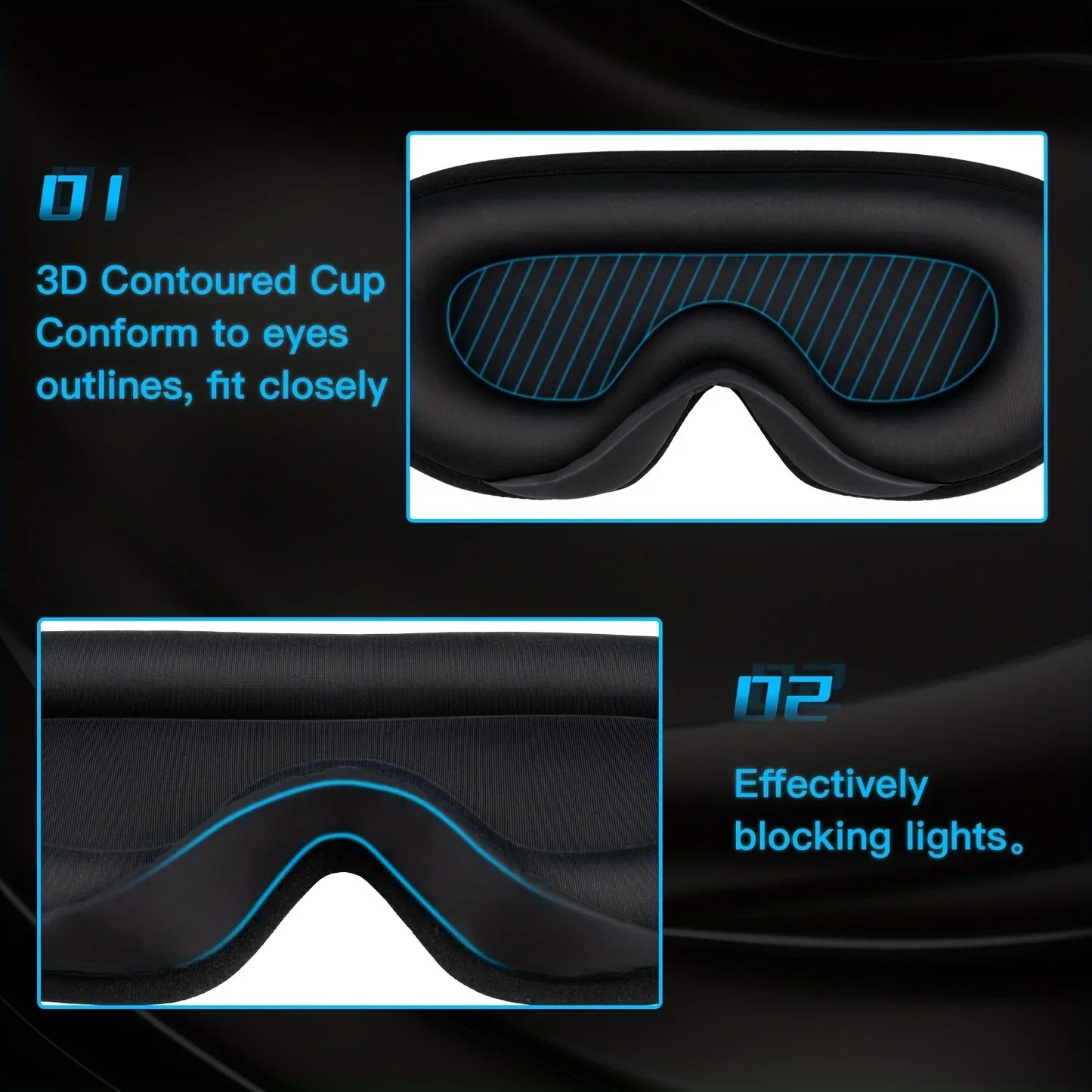3D Sleep Mask With Noise Ear plug, Unisex Blackout, Protects Eyelashes, Adjustable Strap, Travel Plane Work Eye Mask