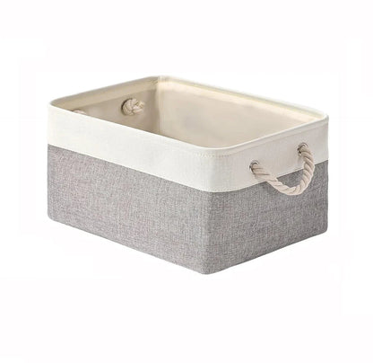Folding Linen Fabric Storage Basket Multi-functional Sundries Storage Bag with Handle Organizer Box for Underwear Sock Baby Toys