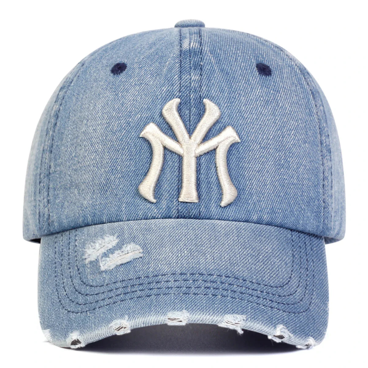 Unisex Letter Embroidery Hole Denim Baseball Caps Spring Autumn Outdoor Adjustable Casual Hats Sunscreen Hat
