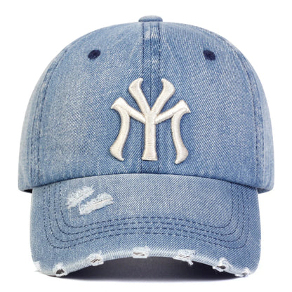 Unisex Letter Embroidery Hole Denim Baseball Caps Spring Autumn Outdoor Adjustable Casual Hats Sunscreen Hat