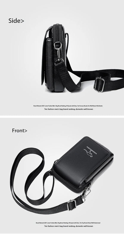 Leather Fashion Phone Pouch Belt Bag Shoulder Crossbody Waist Pack Vintage Outdoor Multi-function Mens Leisure Hanging Waist Bag
